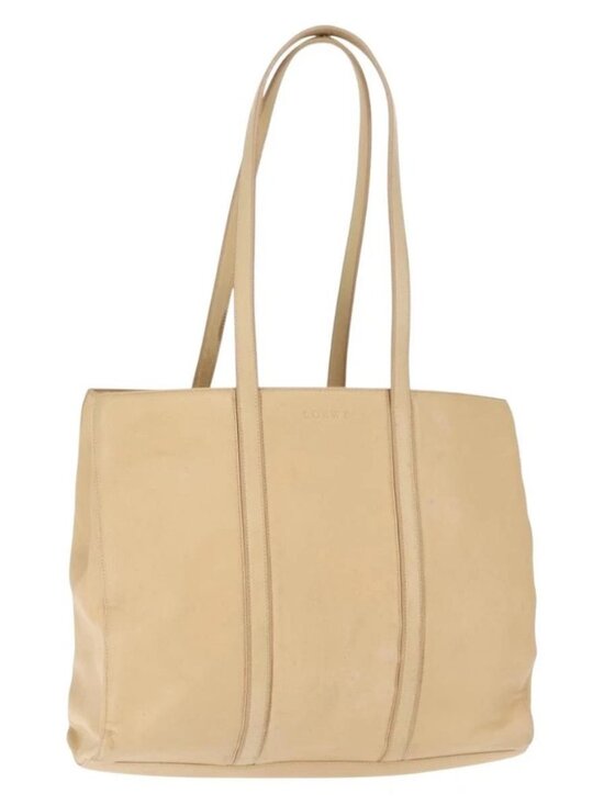 LOEWE Tote Bag Nappa leather Beige Gold Auth